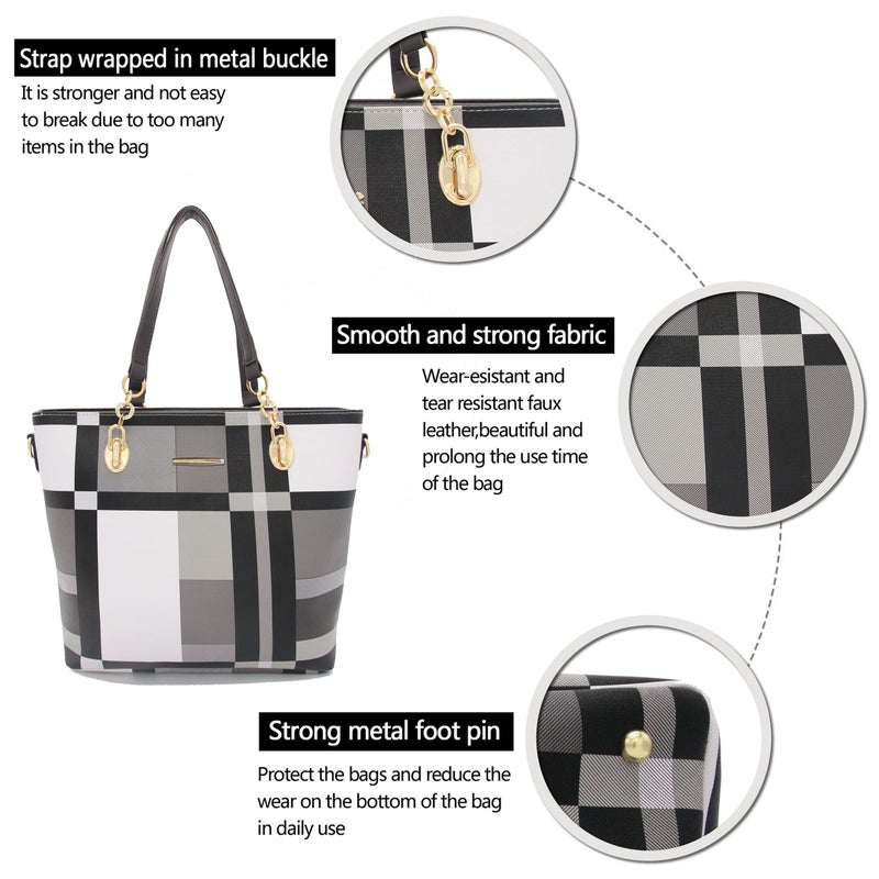 2E-youth Designer Purses And Handbags For Women Satchel Shoulder Bag Tote Bag For Work Clutch Purses (Black, White, Grey) - Image 5